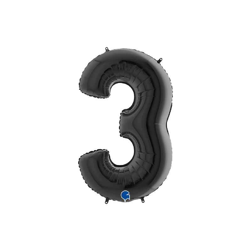 Ballon noir chiffre 3