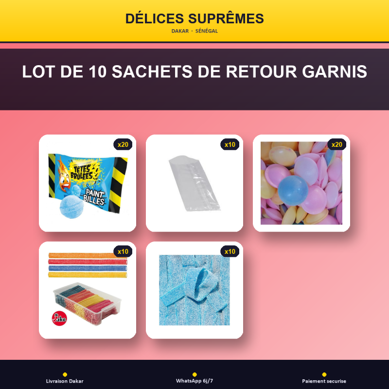 Lot de 10 sachets de retour garnis