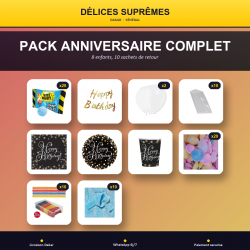 Pack Anniversaire Complet · 8 enfants, 10 sachets de retour