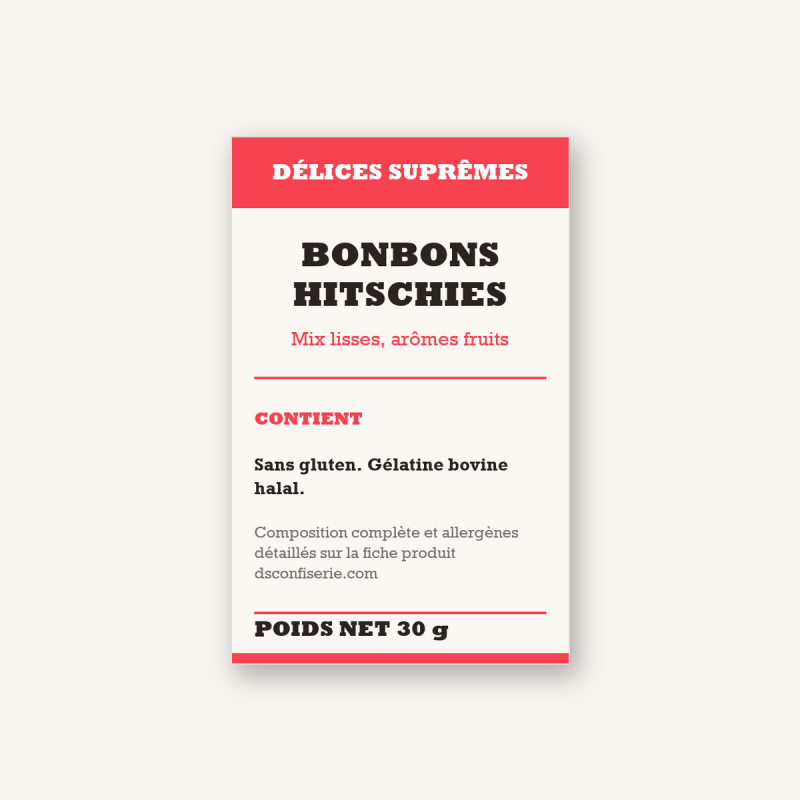 Étiquette adhésive bonbon vrac 45 x 70 mm