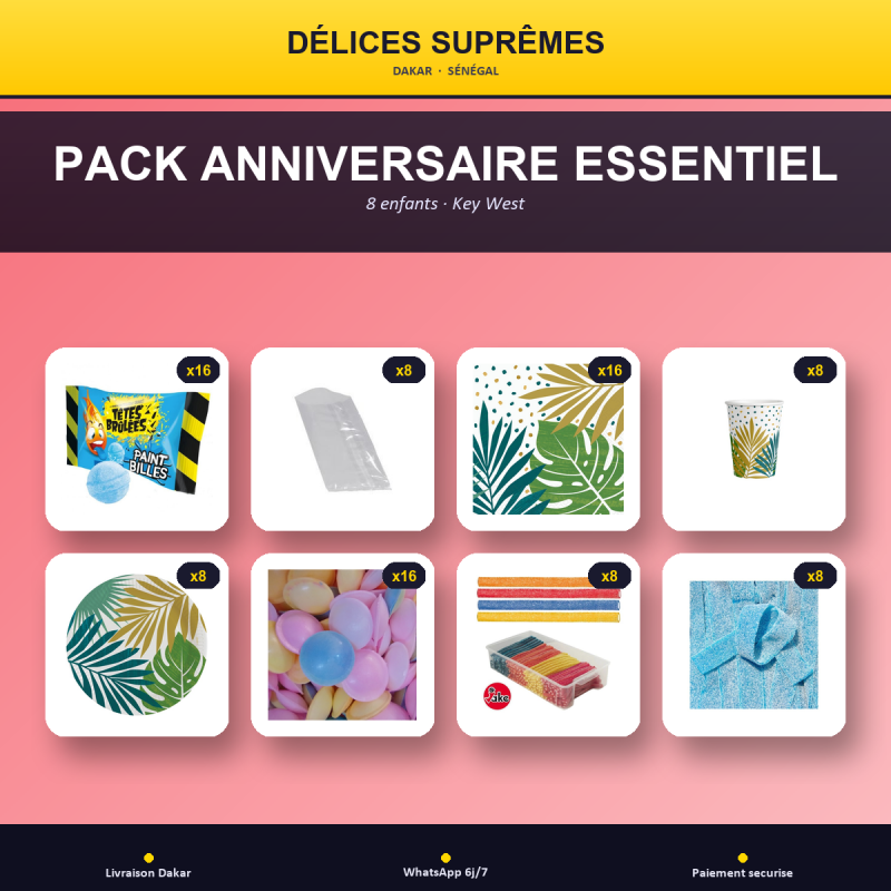 Pack Anniversaire Essentiel · 8 enfants · Key West