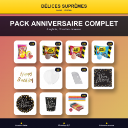 Pack Anniversaire Complet · 8 enfants, 10 sachets de retour