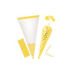 10 sachets cônes Jaune24 cm