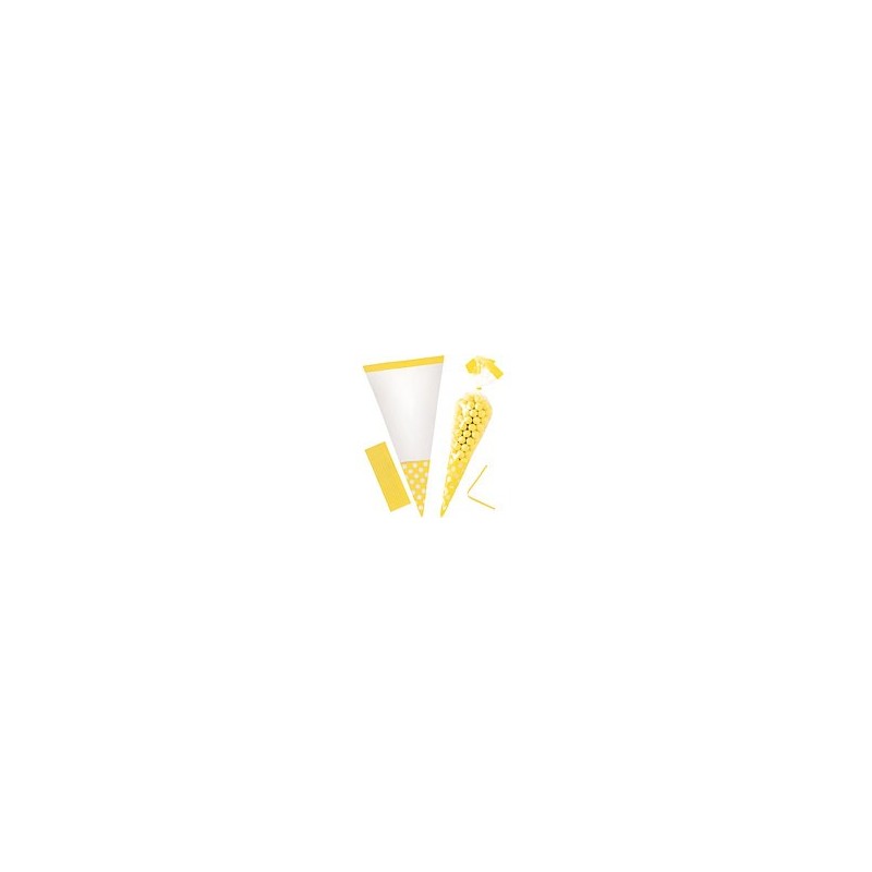 10 sachets cônes Jaune24 cm
