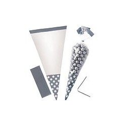 10 sachets cônes Gris 24 cm