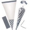 10 sachets cônes Gris 24 cm