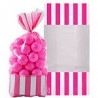 10 sachets rayés Rose vif 27 cm