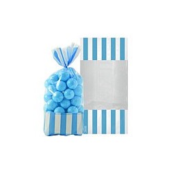 10 sachets rayés Bleu ciel 27 cm