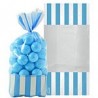 10 sachets rayés Bleu ciel 27 cm