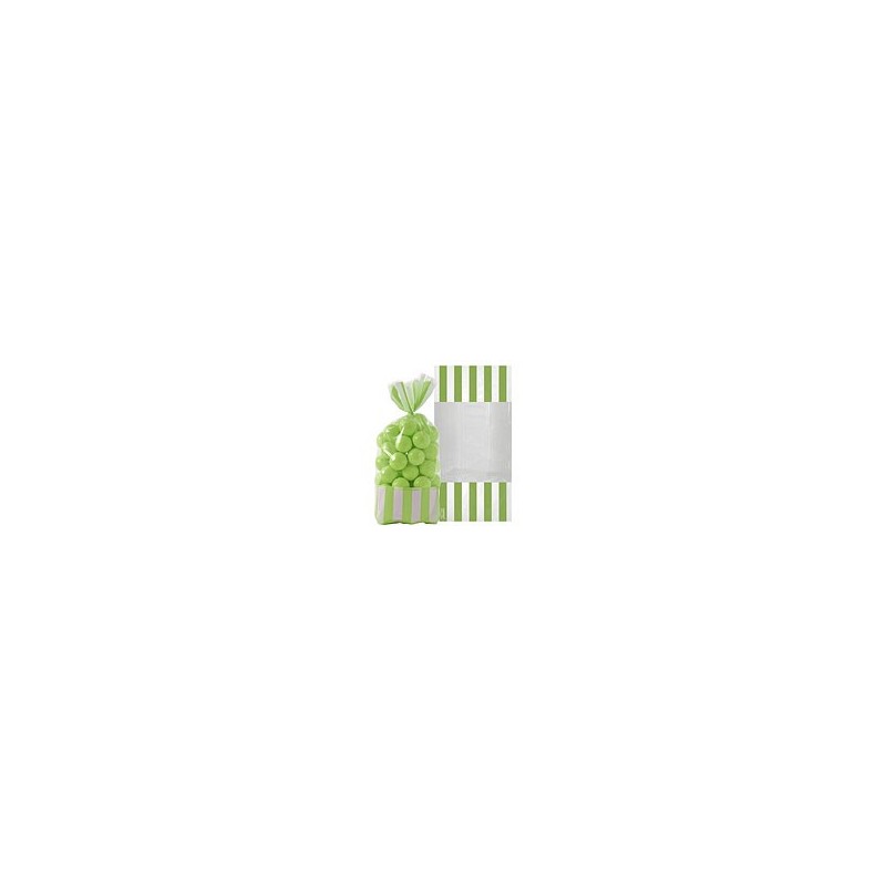 10 sachets rayés Vert 27 cm