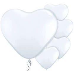 5 Ballons Cœur Blanc 11"ou 28cm Latex