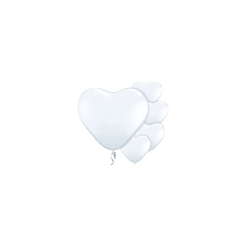 5 Ballons Cœur Blanc 11"ou 28cm Latex