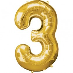 Ballon couleur Or chiffre 3