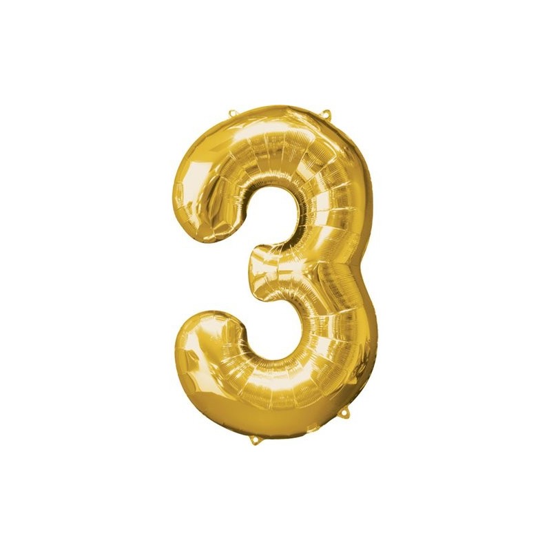 Ballon couleur Or chiffre 3