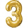Ballon couleur Or chiffre 3