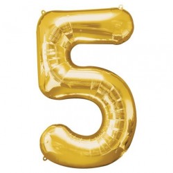 Ballon couleur Or chiffre 5