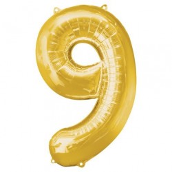 Ballon couleur Or chiffre 9