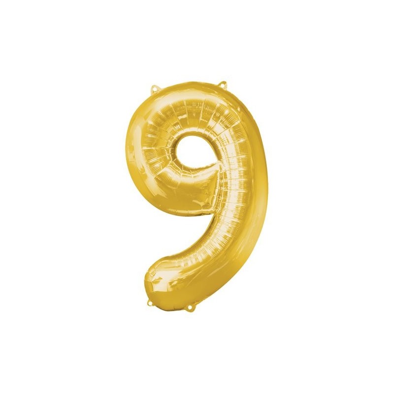 Ballon couleur Or chiffre 9